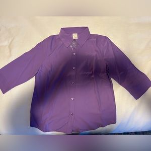 BLAIR Purple 3/4 Sleeve Button Up Blouse Never Worn